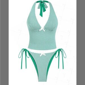 Green Halter Bikini Set